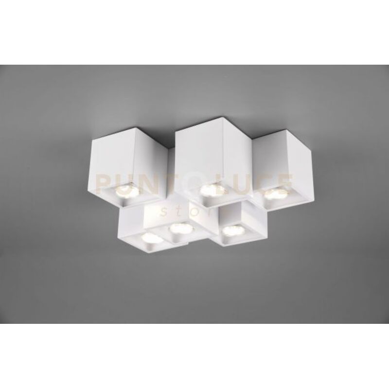 foto del prodotto trio fernando plafoniera metallo bianco opaco 6 cubetti l. 37cm