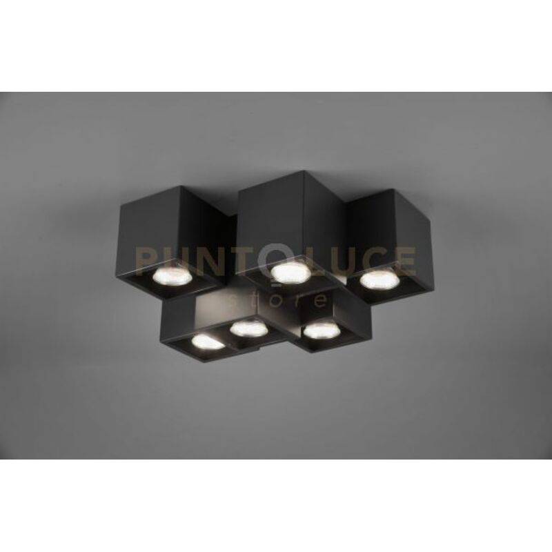 foto del prodotto trio fernando plafoniera metallo nero opaco 6 cubetti l. 37cm
