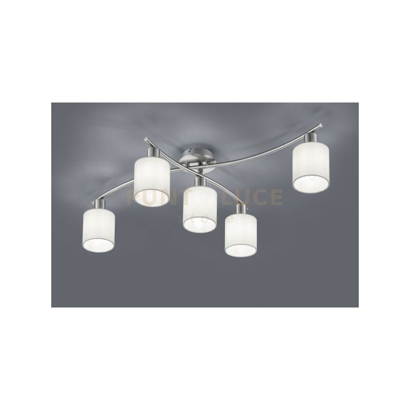 foto del prodotto trio garda plafoniera 5 diffusori in tessuto bianco l. 75cm 44,2cm attacco e14