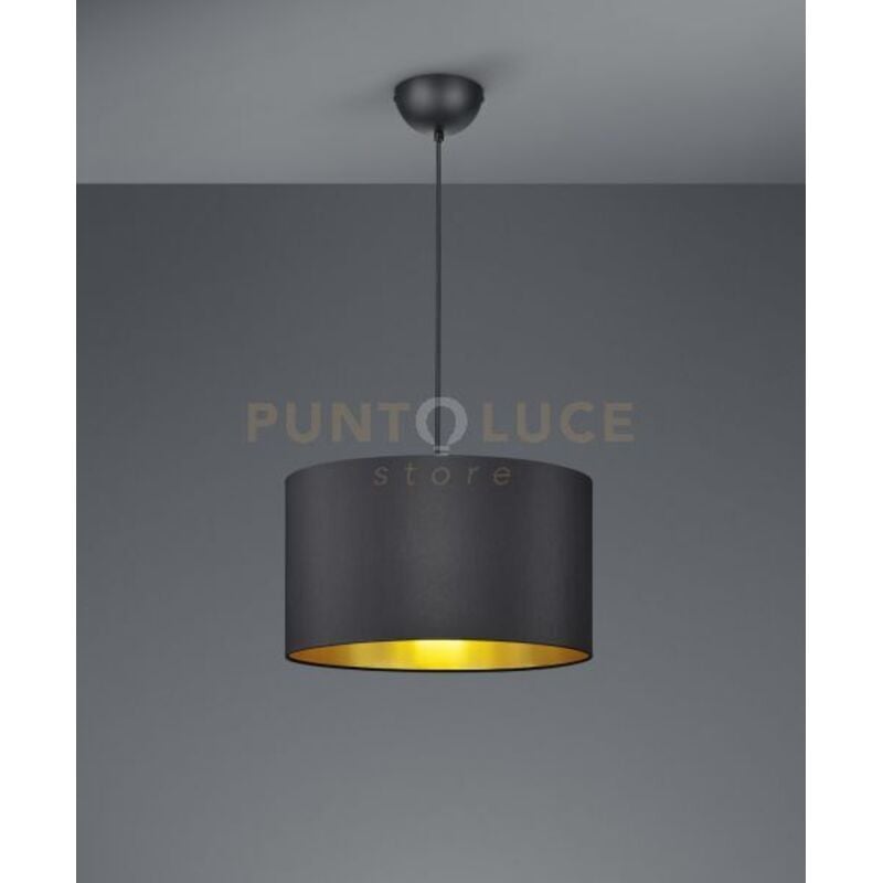 foto del prodotto trio hostel sospensione paralume tessuto nero interno oro d.40cm 1 luce attacco e27