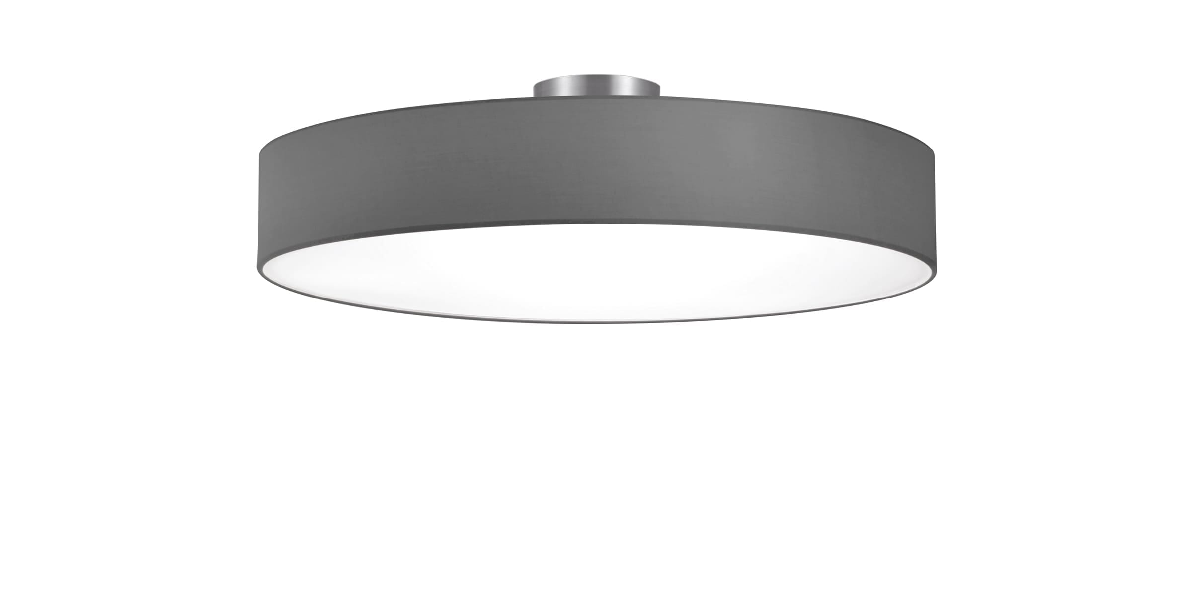 foto del prodotto trio hotel plafoniera tonda 5 luci diffusore tessuto grigio d. 65cm 5 luci attacco e27