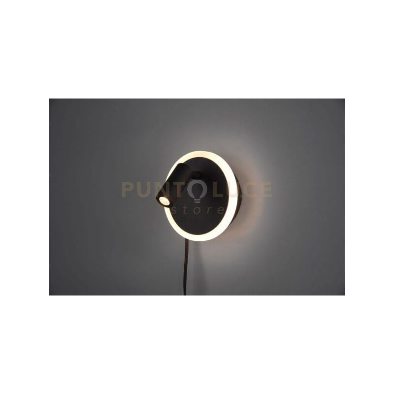 foto del prodotto trio jordan applique led 2w 200lm, 3000k 5w 550lm, 3000k nera doppia illuminazione con accensione separata d. 15cm