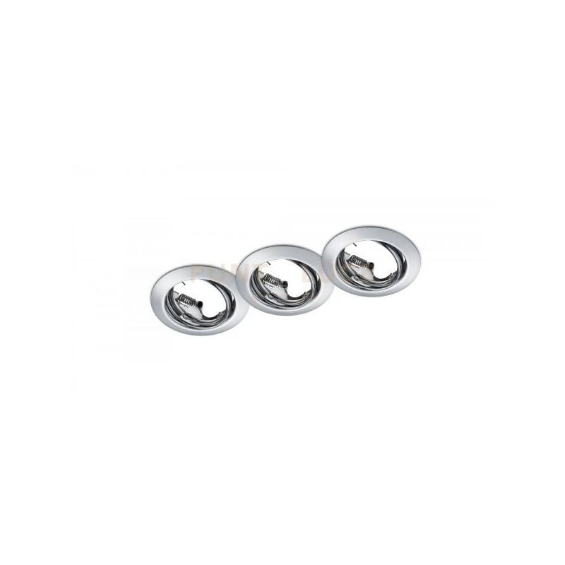 foto del prodotto trio jura kit 3 faretti da incasso rotondi orientabili cromati d. 8,3cm attacco gu10