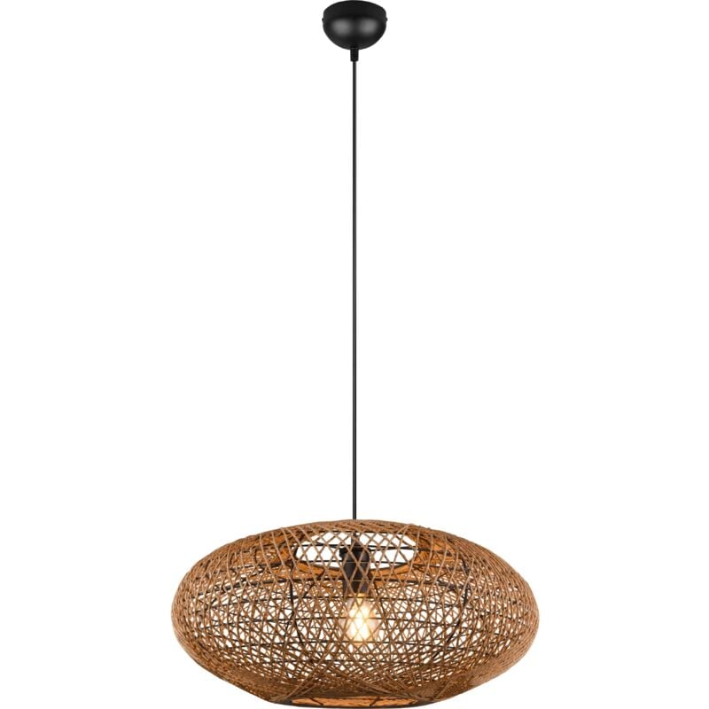 foto del prodotto trio lampada a sospensione, metallo e sisal, nero, d 52 cm, hedda