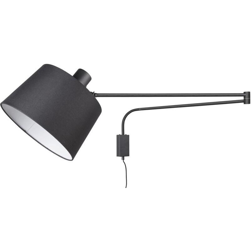 foto del prodotto trio leuchten baldo 200600132 lampada da parete in metallo nero opaco, paralume in tessuto nero, incl. 1 lampadina e27