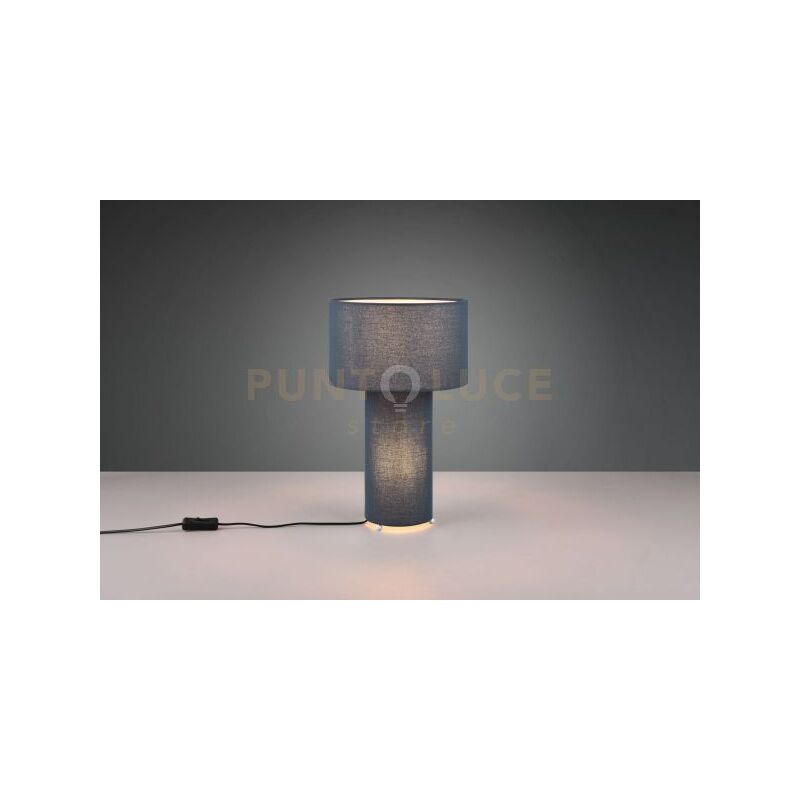 foto del prodotto trio leuchten bale lampada da tavolo base illuminata e paralume tessuto blu h. 40cm 2 luci attaco e27