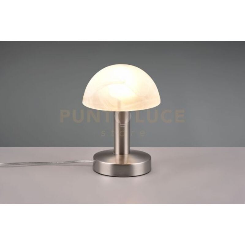 foto del prodotto trio leuchten fynn ii lampada cupola in acciaio e vetro sabbiato bianco spazzolato 1 luce attacco e14 h.21cm