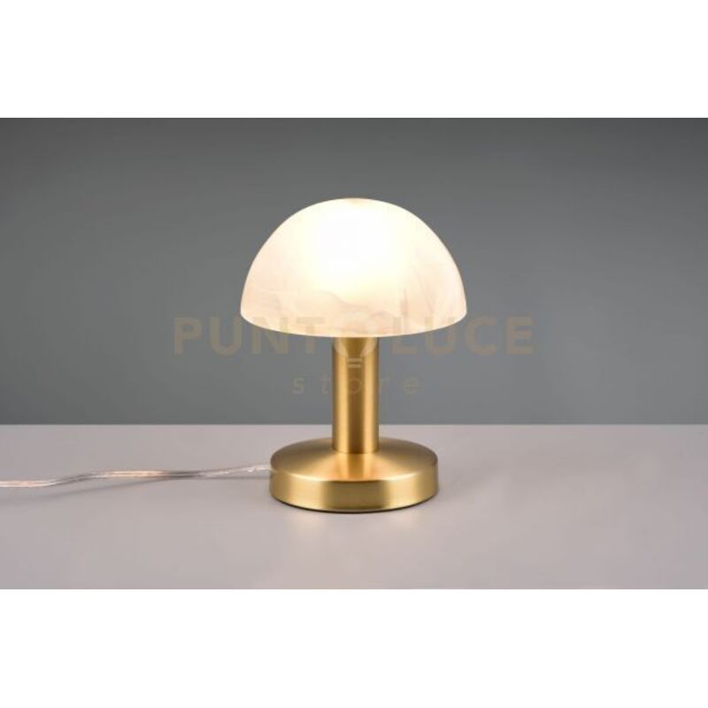 foto del prodotto trio leuchten fynn ii lampada cupola in ottone satinato e vetro sabbiato bianco spazzolato 1 luce attacco e14 h.21cm