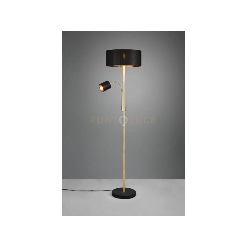 foto del prodotto trio leuchten lampade da terra motel con paralumi neri e oro h.170cm metallo ottone 416900208
