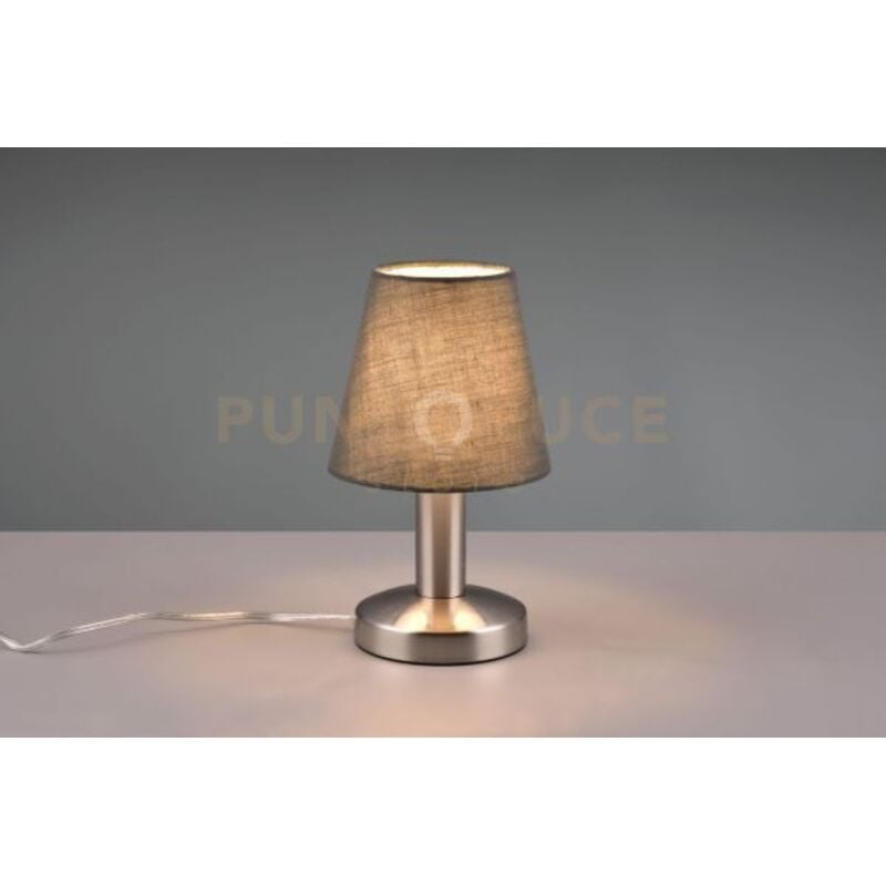 foto del prodotto trio leuchten mats ii lampada acciaio paralume grigio h.24cm 1 luce attacco e14