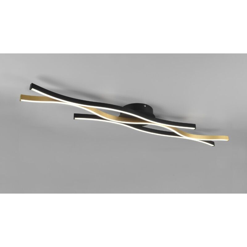 foto del prodotto trio leuchten plafoniera blaze a led ondulata metallo ottone e nero con regolazione intensita e temperatura luce con interruttore l. 108cm