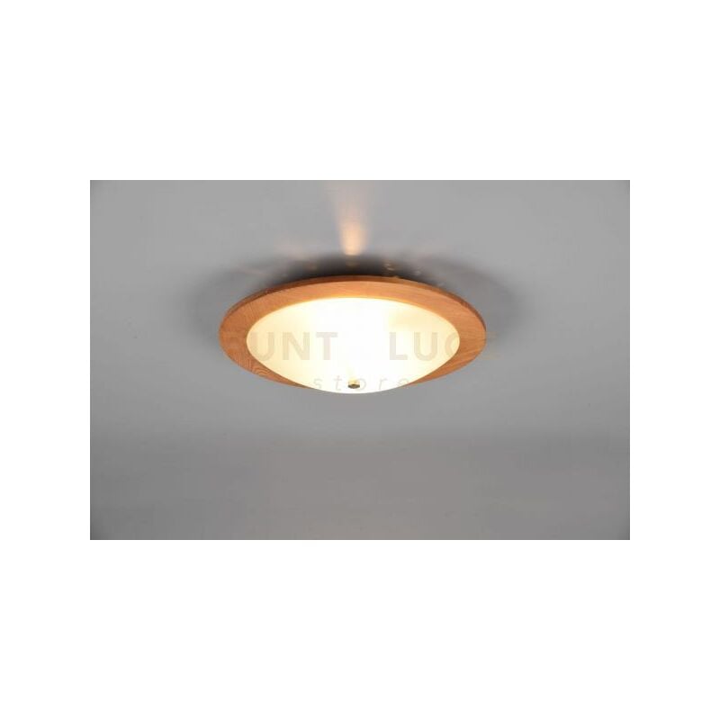 foto del prodotto trio leuchten plafoniera luci per esterni legno naturale e vetro d.32cm bianco 612600230