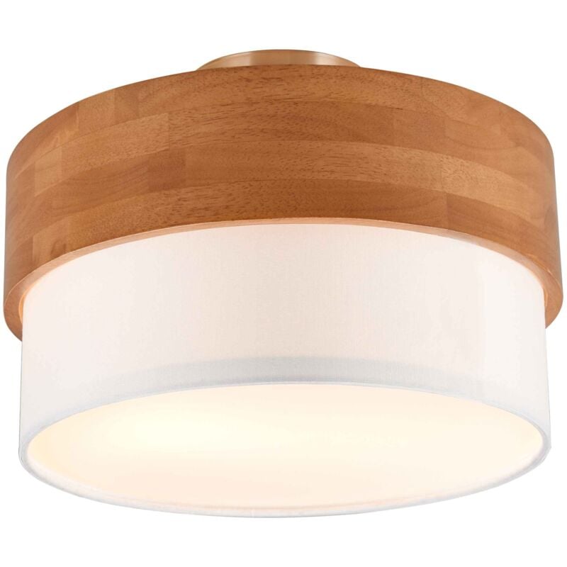 foto del prodotto trio leuchten seasons plafoniera legno naturale e paralume bianco d. 30cm 2 luci attacco e14