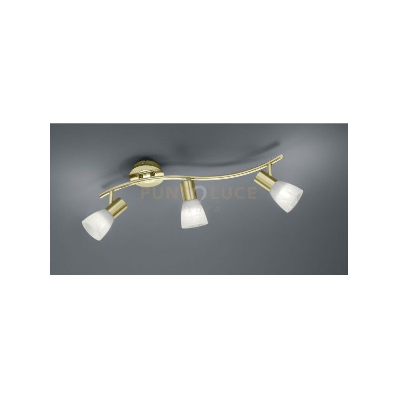 foto del prodotto trio levisto barra led 3 spots orientabile ottone vetro l.55cm 3 luci attacco e14, lampadaine incluse 14,7w 1410lm, 3000k
