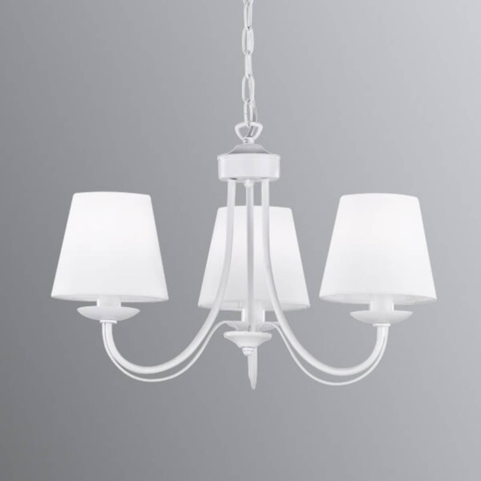 foto del prodotto trio lighting cortez - lampadario con paralumi tessili bianchi