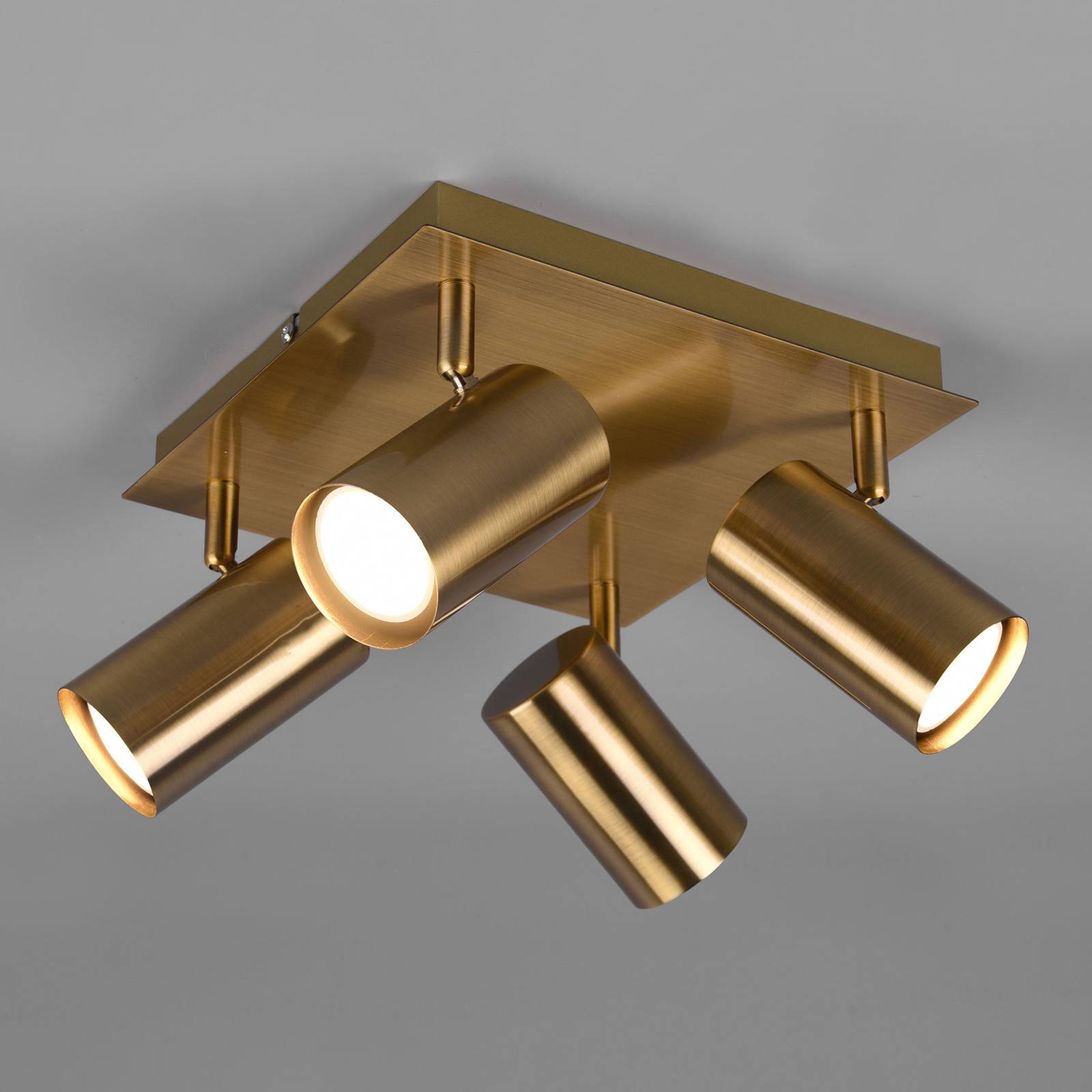 foto del prodotto trio lighting faretto da soffitto marley, ottone antico, a 4 luci