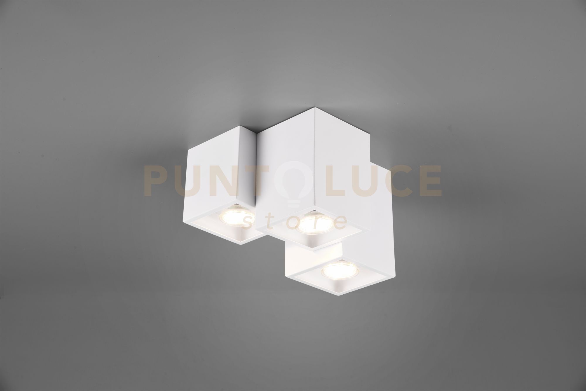 foto del prodotto trio lighting fernando plafoniera metallo bianco opaco 3 cubetti l. 23cm