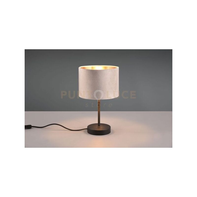 foto del prodotto trio lighting julieta lampada da tavolo metallo nero paralume velluto tortora e oro h. 30cm attacco e27