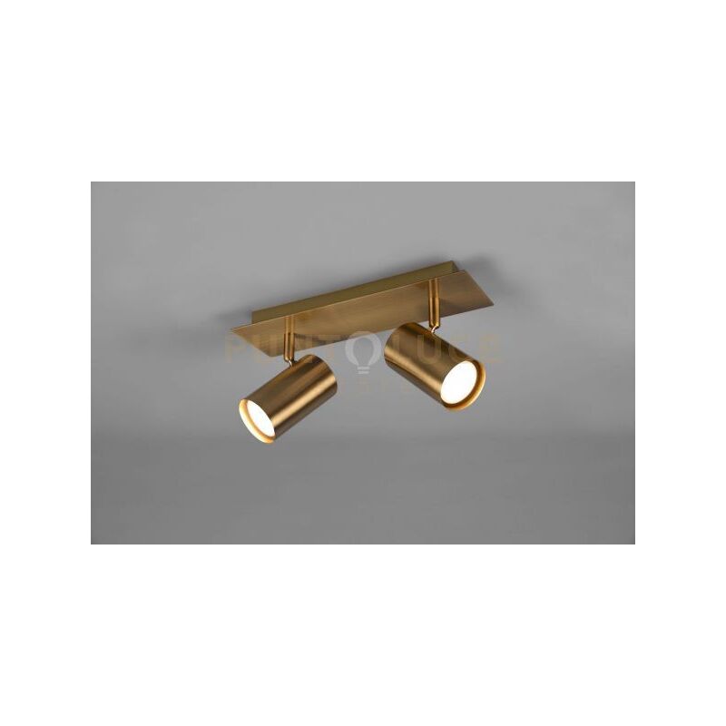 foto del prodotto trio lighting marley barra 2 spots cilindri ottone anticato cm 30 2 luci attacco gu10