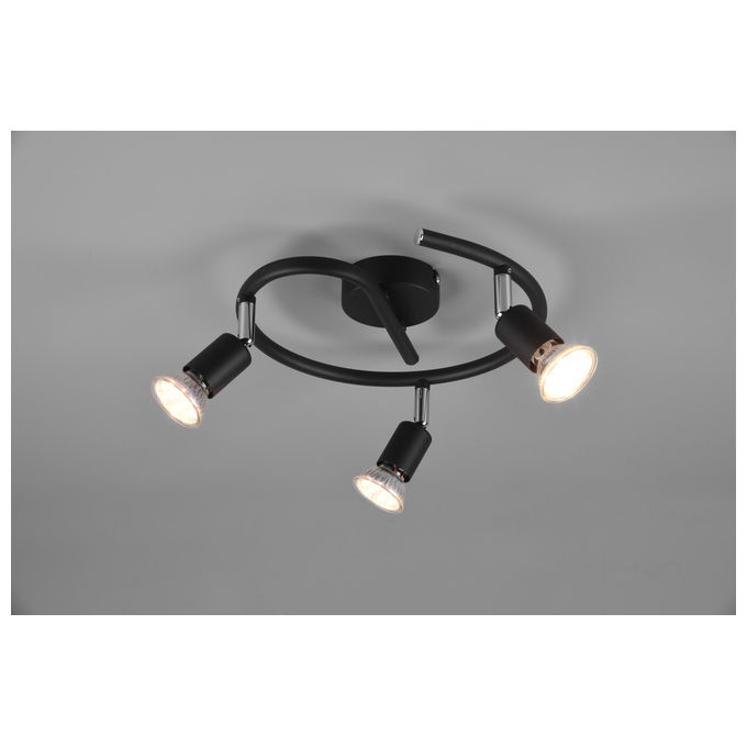 foto del prodotto trio lighting paris senza lampadina girandola 3 luci nero attacco gu10 d. 28cm