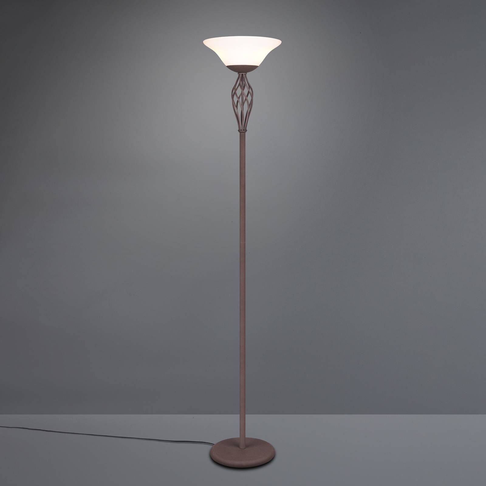 foto del prodotto trio lighting piantana rustica interruttore a pedale, ruggine