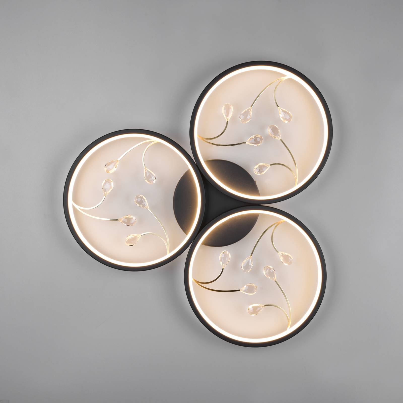 foto del prodotto trio lighting plafoniera groovy a 3 luci nera 3.000k