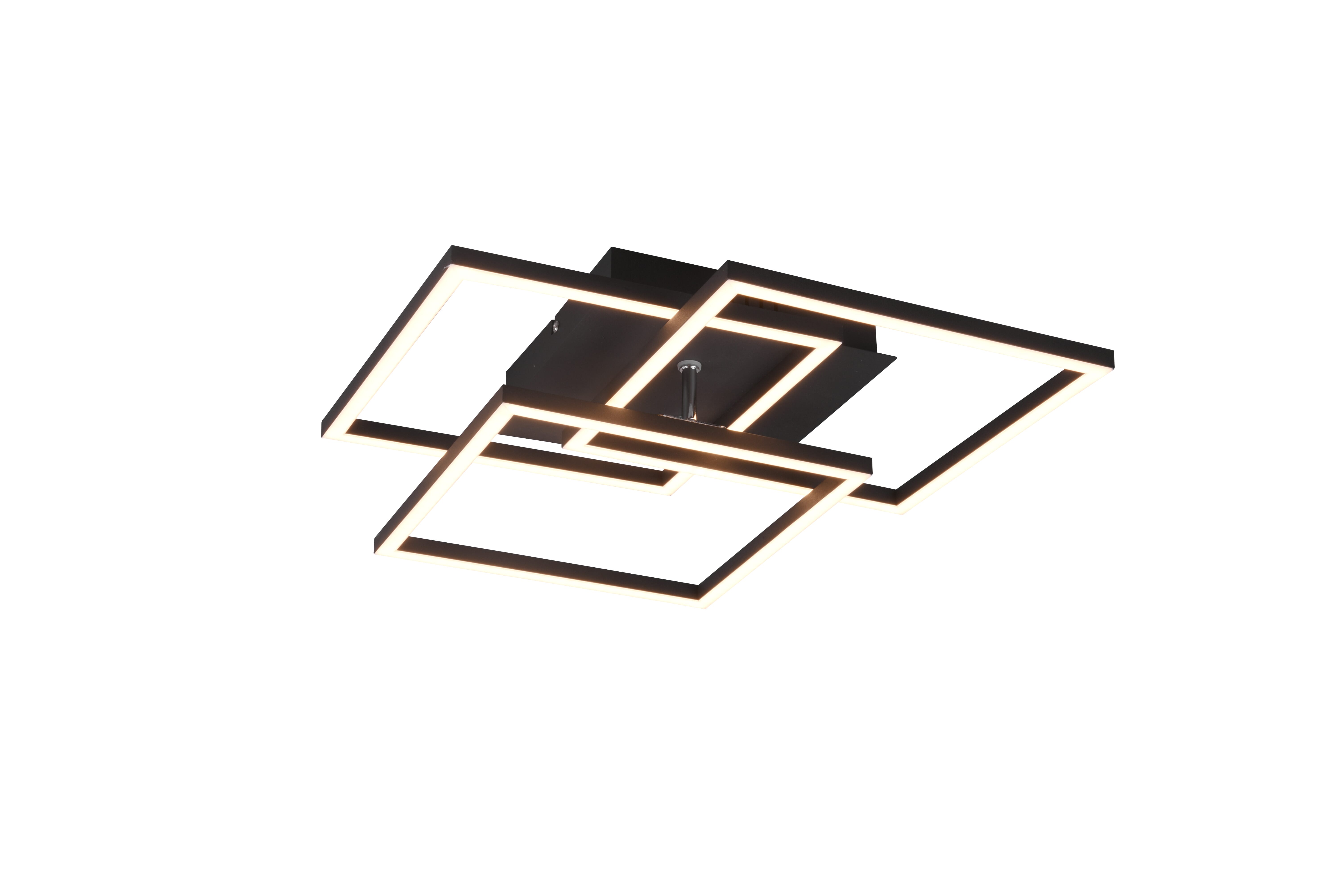 foto del prodotto trio lighting plafoniera led mobile 3 quadrati orientabili con telecomando multifunzione 28w 2700 6000k nero opaco r62883132