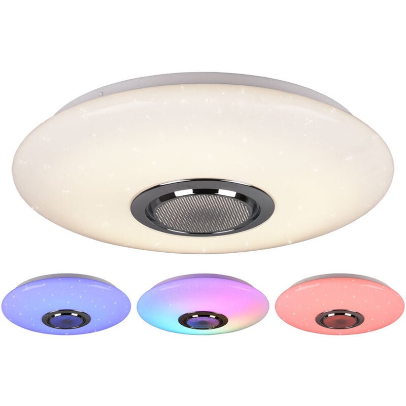 foto del prodotto trio lighting plafoniera led musica diffusore bianco con cassa bluetooth rgb e telecomando multifunzione r69031101