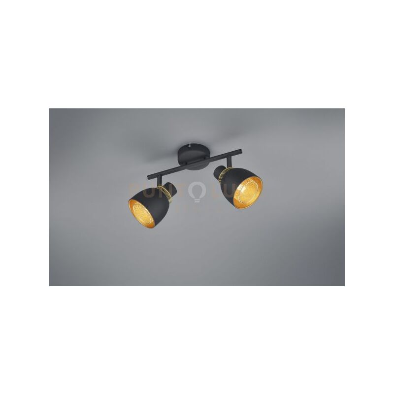 foto del prodotto trio lighting punch barra 2 spots metallo nero e oro l. 29cm attacco e14
