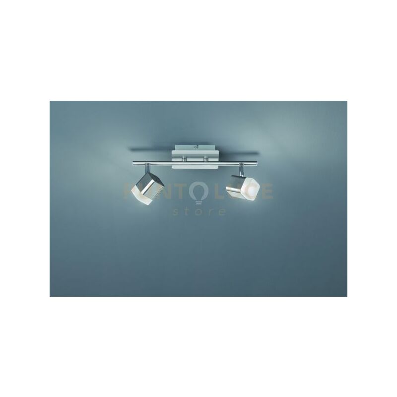 foto del prodotto trio lighting roubaix barra 2 spots led 7w 800lm, 3000k quadrati metallo acciaio satinato l.34cm