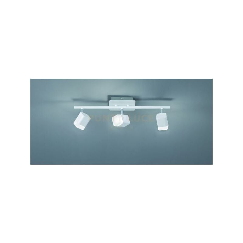 foto del prodotto trio lighting roubaix barra 3 spots led 10,5w 1200lm, 3000k quadrati metallo bianco l.48cm