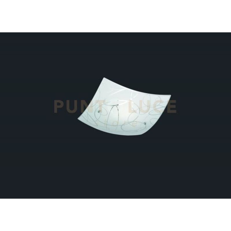 foto del prodotto trio lighting spirelli plafoniera quadrata vetro decoro cerchi d. 30x30cm 1 luce attacco e27