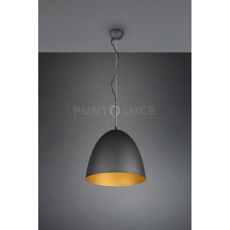 foto del prodotto trio lighting tilda sospensione metallo cupola nera e oro d.40cm 1 luce attacco e27