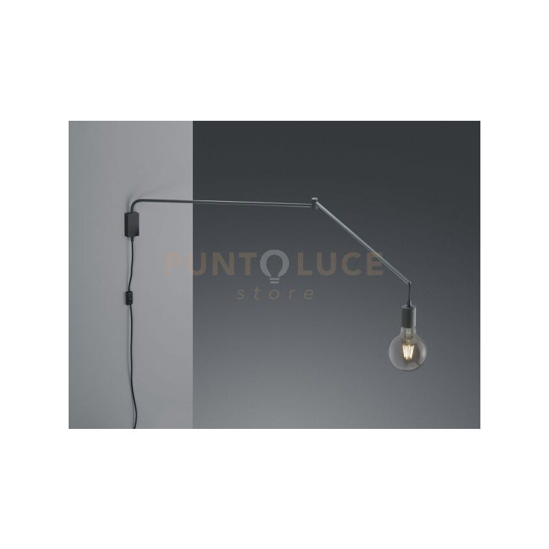 foto del prodotto trio line applique decorativa con portalampada nera orientabile e snodabile lunghezza massima 150cm 1 luce attacco e27 non inclusa