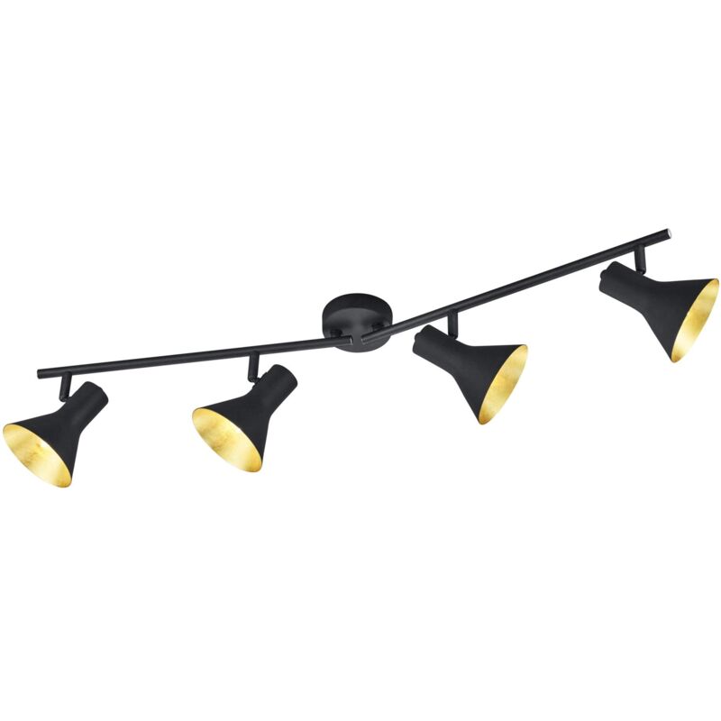 foto del prodotto trio - nina barra 4 spots attacco e14 diffusori metallo nero + oro 84,5cm