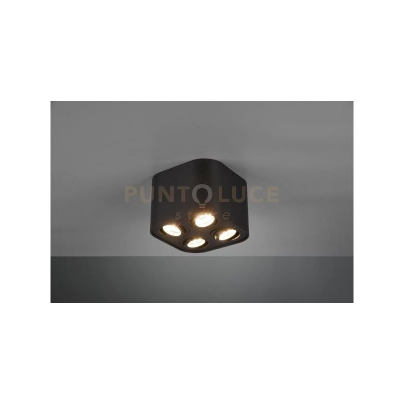 foto del prodotto trio plafoniera cilindro 4 faretti orientabili cookie 612900432 nero