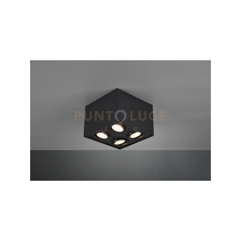 foto del prodotto trio plafoniera cubo nero 4 faretti orientabili biscuit 613000432