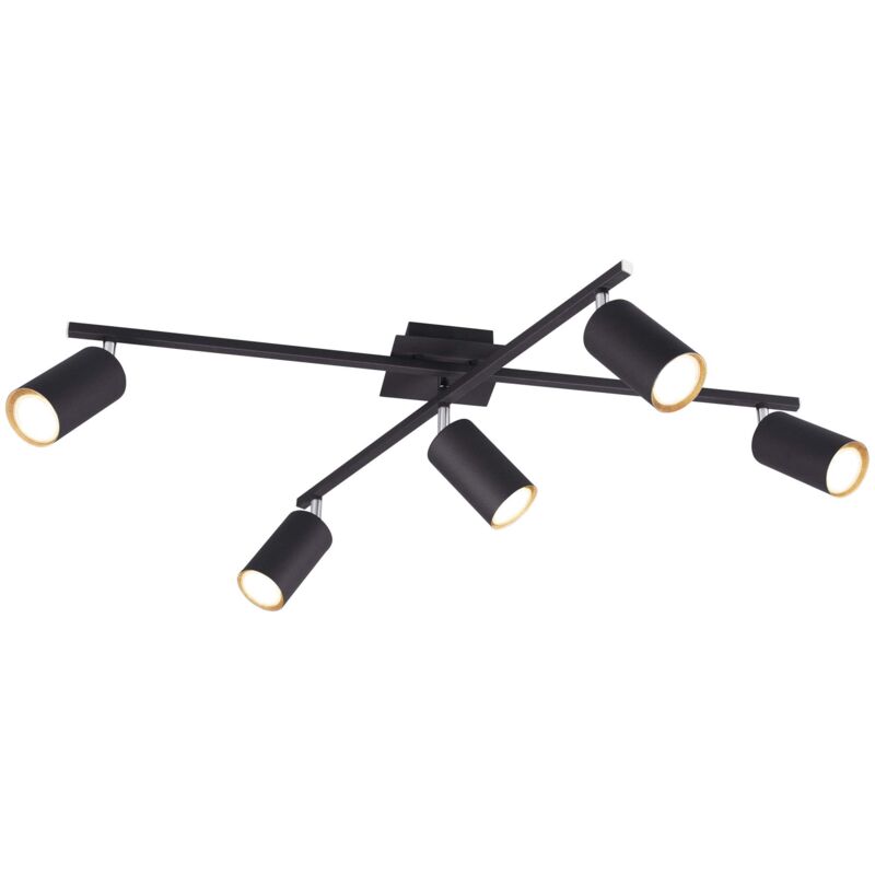 foto del prodotto trio - plafoniera soffitto 2 barre orientabili 5 spots faretti nero marley gd