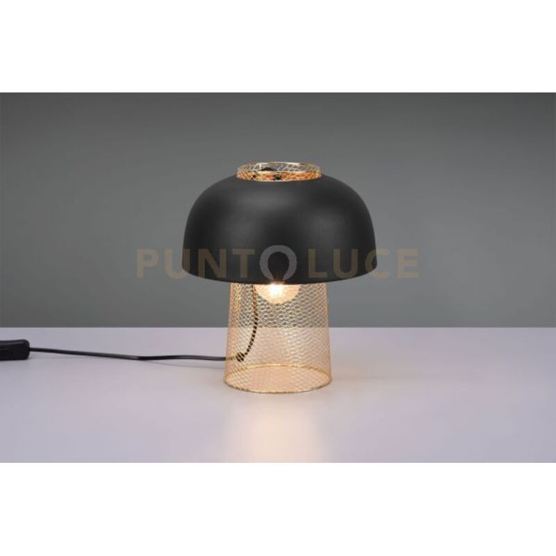 foto del prodotto trio punch lampada da tavolo in metallo nero e oro h. 28cm 1 luce attacco e27