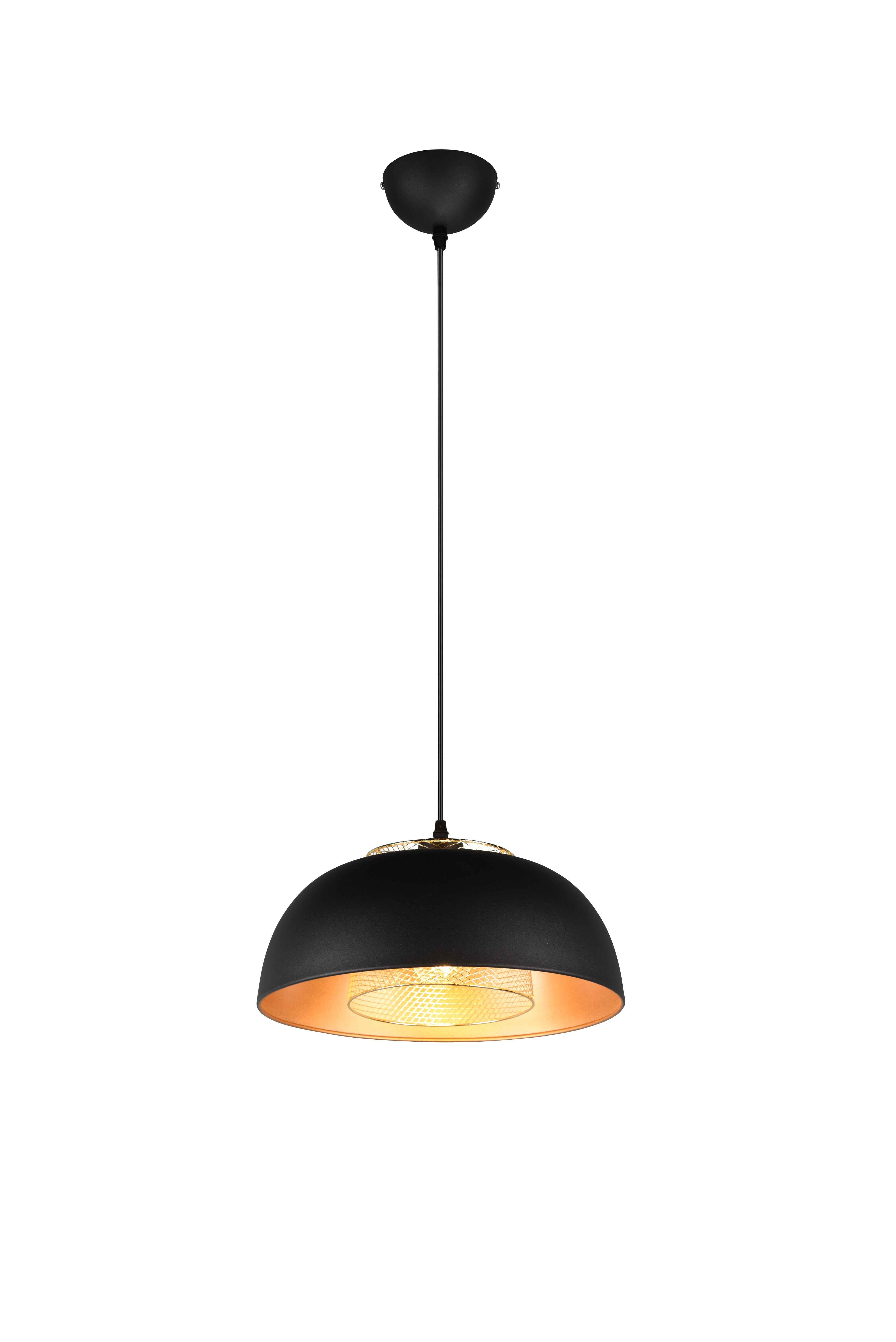 foto del prodotto trio punch sospensione metallo nero e oro d. 35cm 1 luce attacco e27
