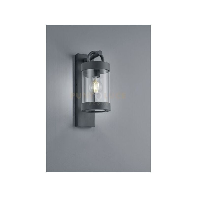 foto del prodotto trio sambesi applique led da esterno lanterna con sensore crepuscolare metallo antracite h. 33cm 1 luce attacco e27