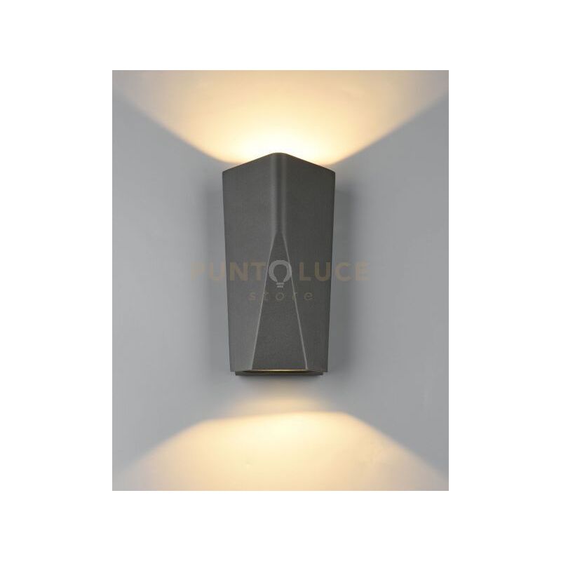 foto del prodotto trio tay applique ledchip 9w 1160lm, 3000k osram da esterno fusione di alluminio colore antracite bi emissione h. 20cm ip65