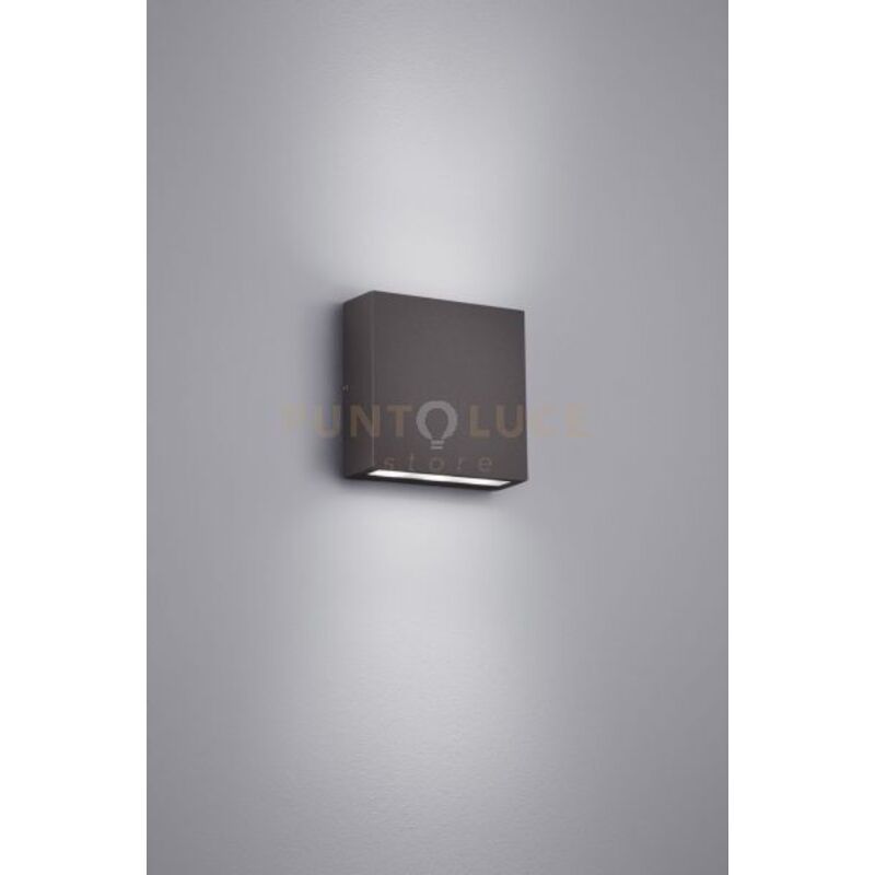 foto del prodotto trio thames applique 2 led 6w 680lm, 3000k quadrata antracite bi emissione 14xh14