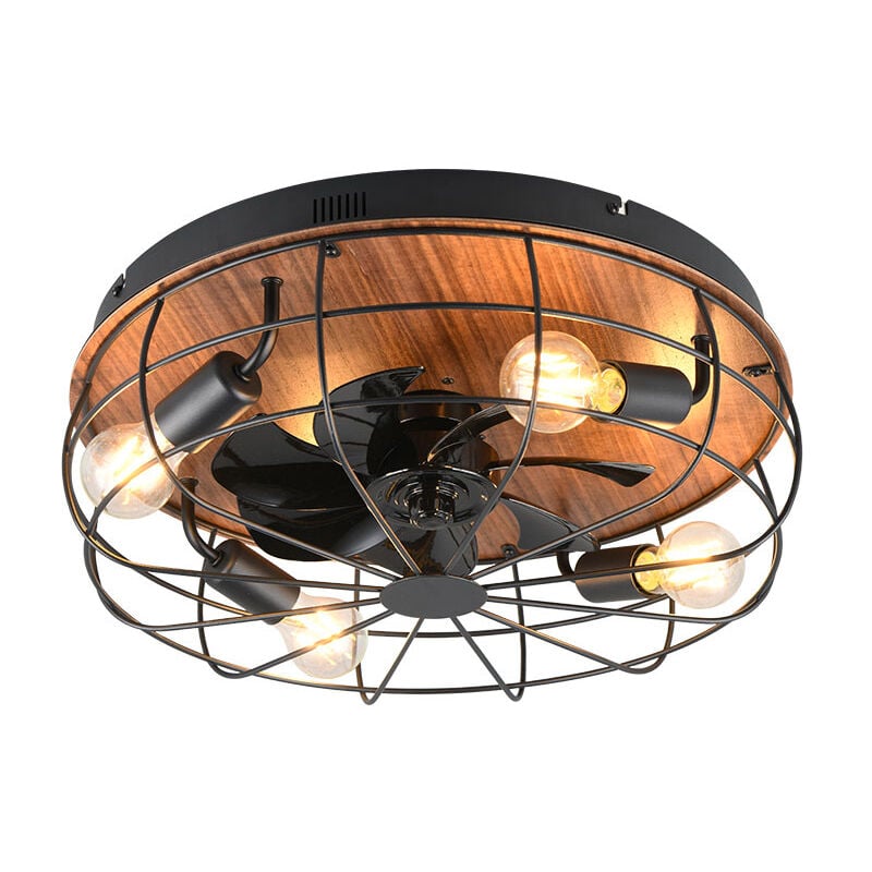 foto del prodotto trio ventilatore plafoniera a soffitto trondheim base effetto legno