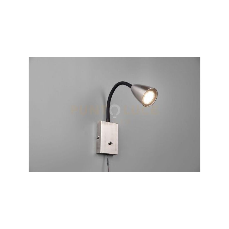foto del prodotto trio wanda applique flessibile con interruttore metallo acciaio e nero h. 23,5cm 1 luce attacco gu10