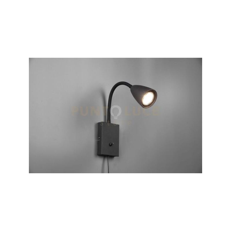 foto del prodotto trio wanda applique flessibile con interruttore metallo acciaio e nero h. 23,5cm 1 luce attacco gu10