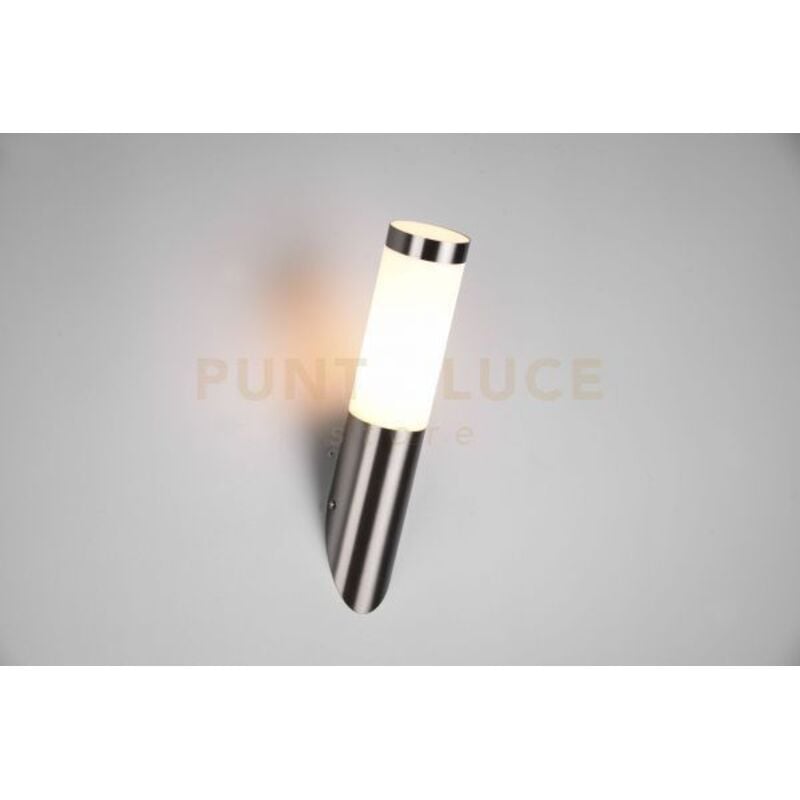 foto del prodotto trioto applique da esterno cilindro acciaio satinato e diffusore opale h. 36,5cm ip44 1 luce attacco e27