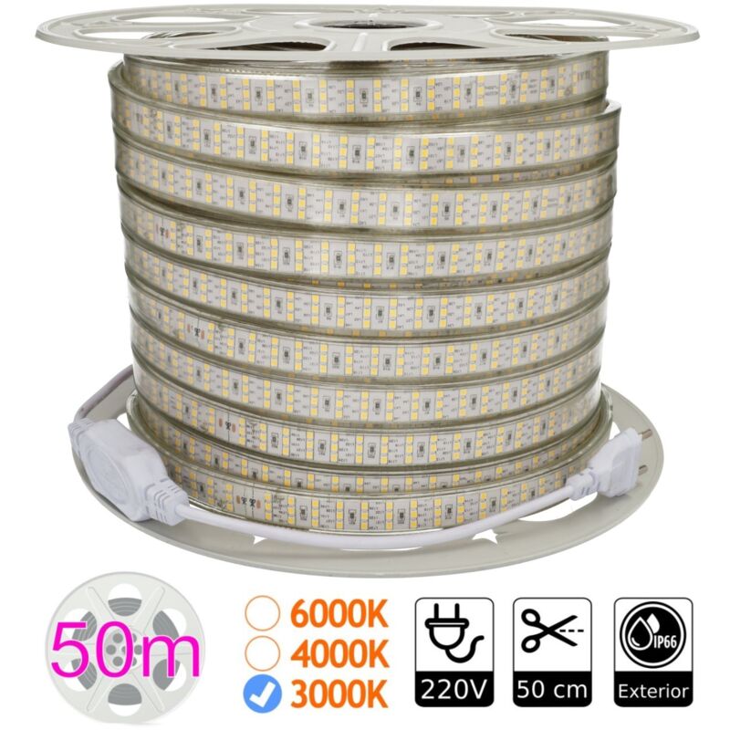 foto del prodotto triple 3000k led strip 3000k 276 metro led 50m taglio esterno 50 cm jandei