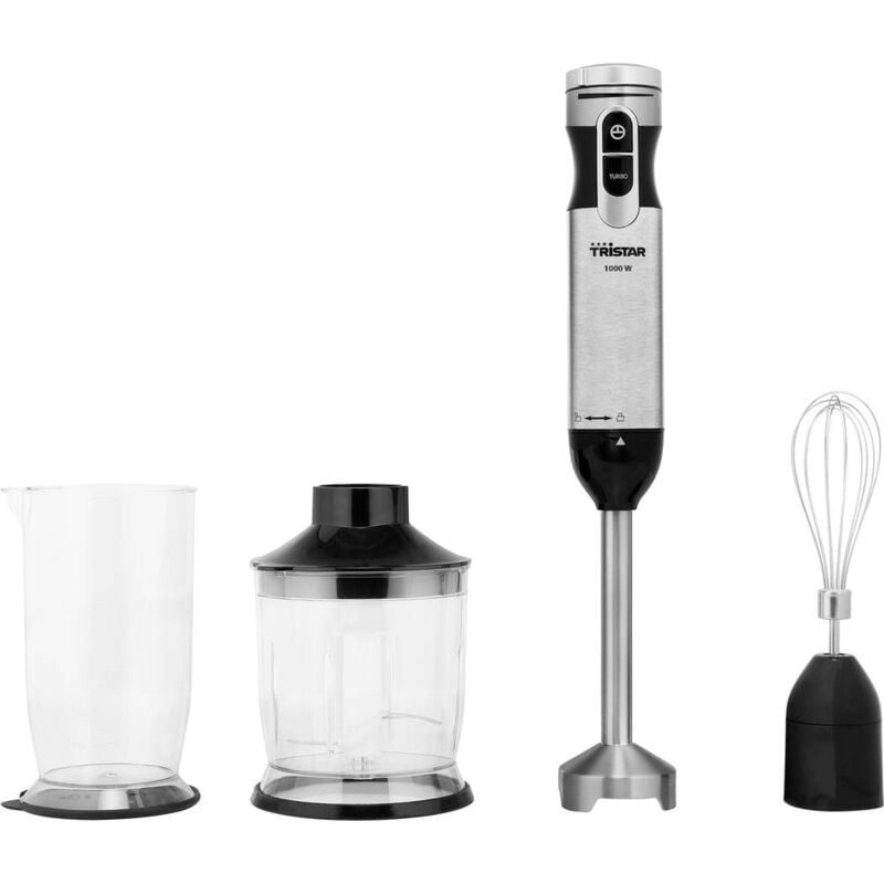 foto del prodotto tristar mx 4829 frullatore ad immersione 1000 w con misurino, regolatore di velocit , funzione turbo acciaio inox, nero