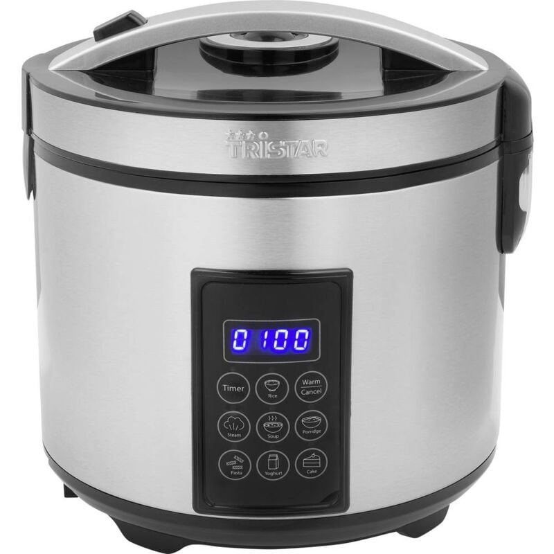 foto del prodotto tristar rk 6138 vaporiera con display , funzione cucina riso, rivestimento antiaderente, con misurino, funzione timer a